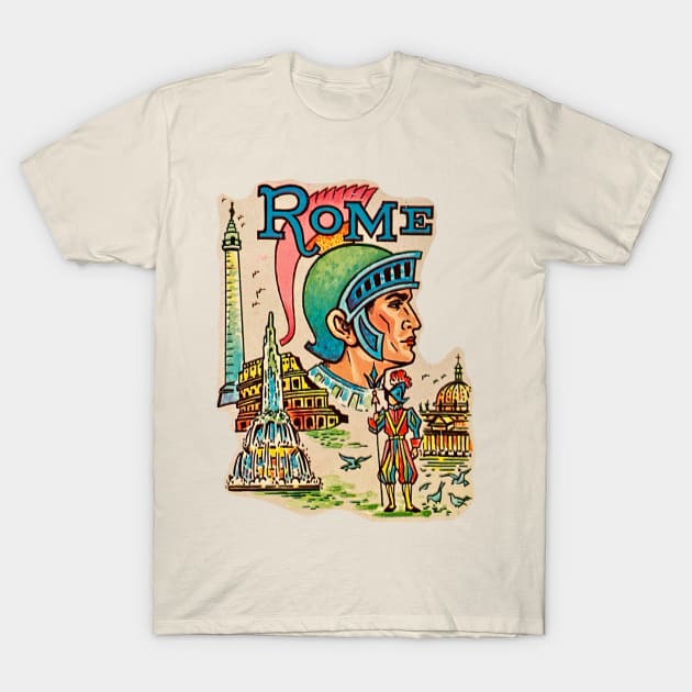 Rome Souvenir Design 1960s T-Shirt by 20th Century Tees